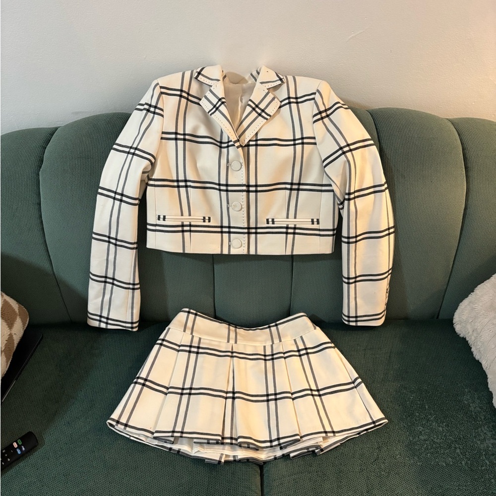 LoveShackFancy Black and White Plaid Ensemble